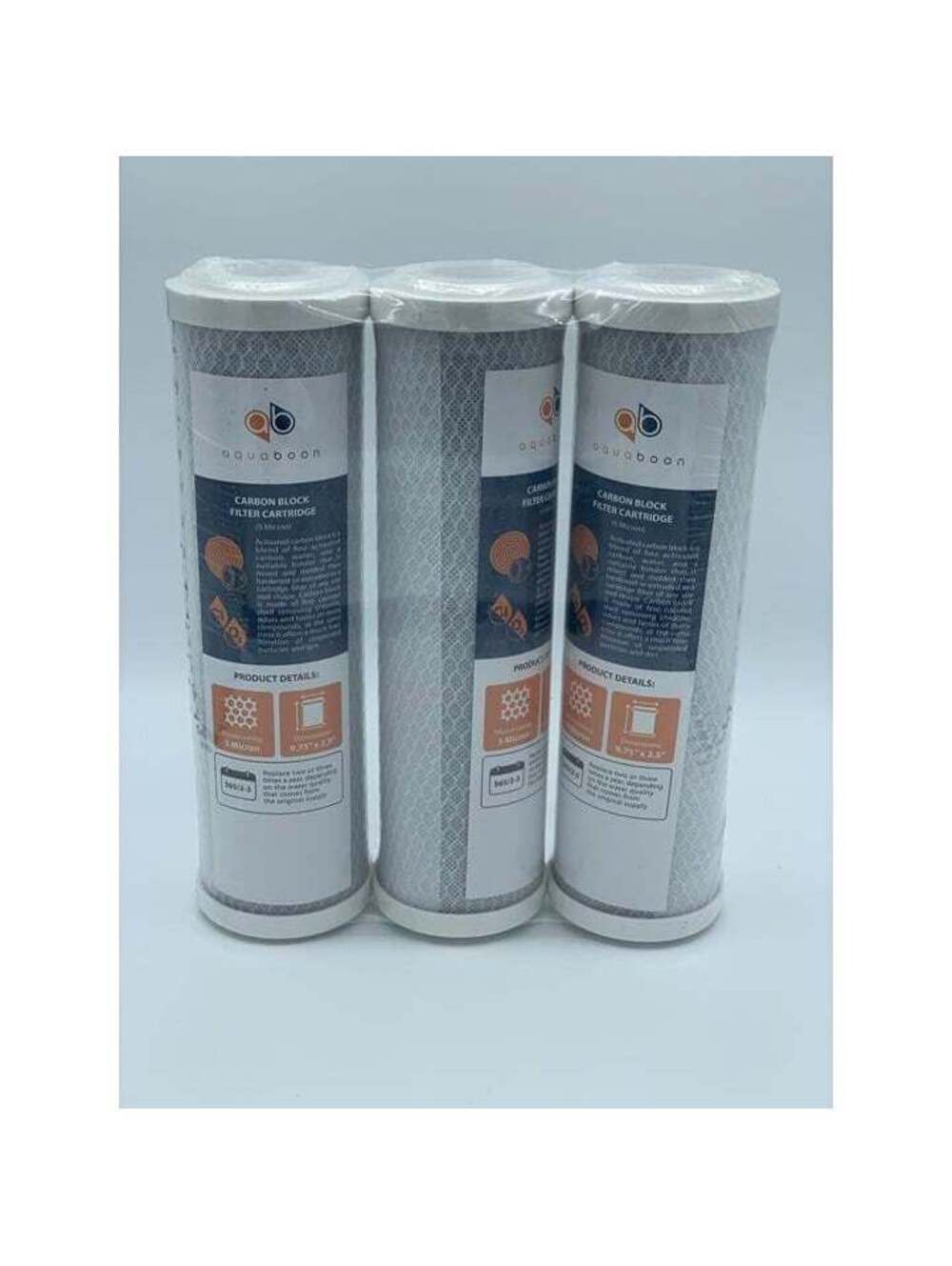 Aquaboon 10 x 2.5 CTO Carbon Block Water Filter 5 Micron 3 Pack Sealed
